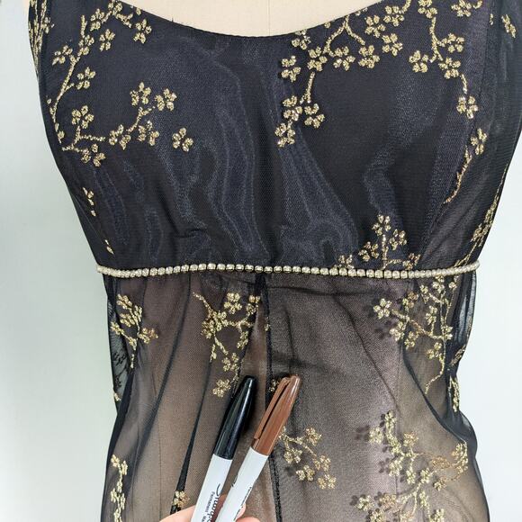 Nites Prom Dress Maxi Gown 10 Black Brown Fairy Goth Whimsigoth Vintage 90s Y2K - Picture 9 of 14